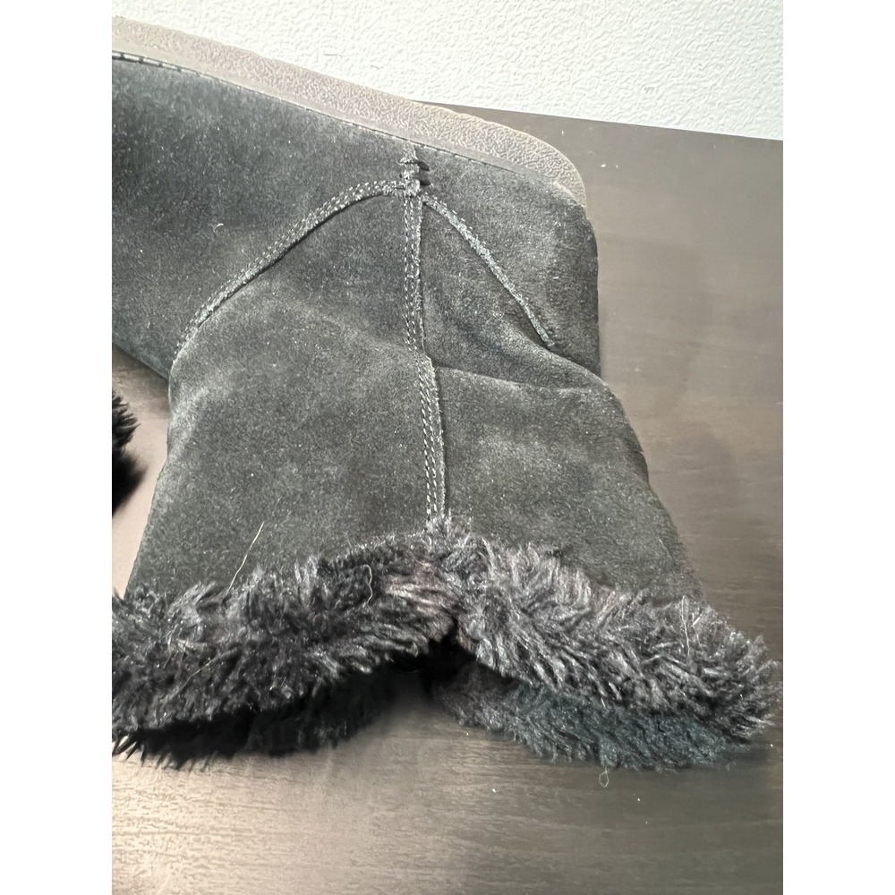 Target Women's Black Suede Faux Fur Lined Winter Ankle Boots Size 10 Zip Up - Picture 3 of 6